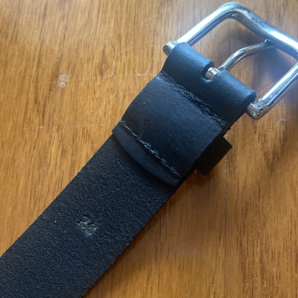 Black genuine leather belt
